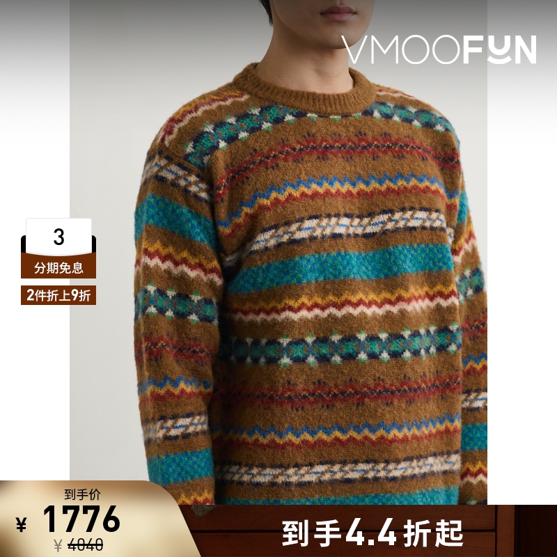 【折扣】Howlin' 秋冬男宽松提花针织绵羊毛毛衣