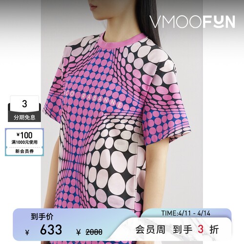 Paco Rabanne 春夏女多巴胺波点印花平纹布T恤