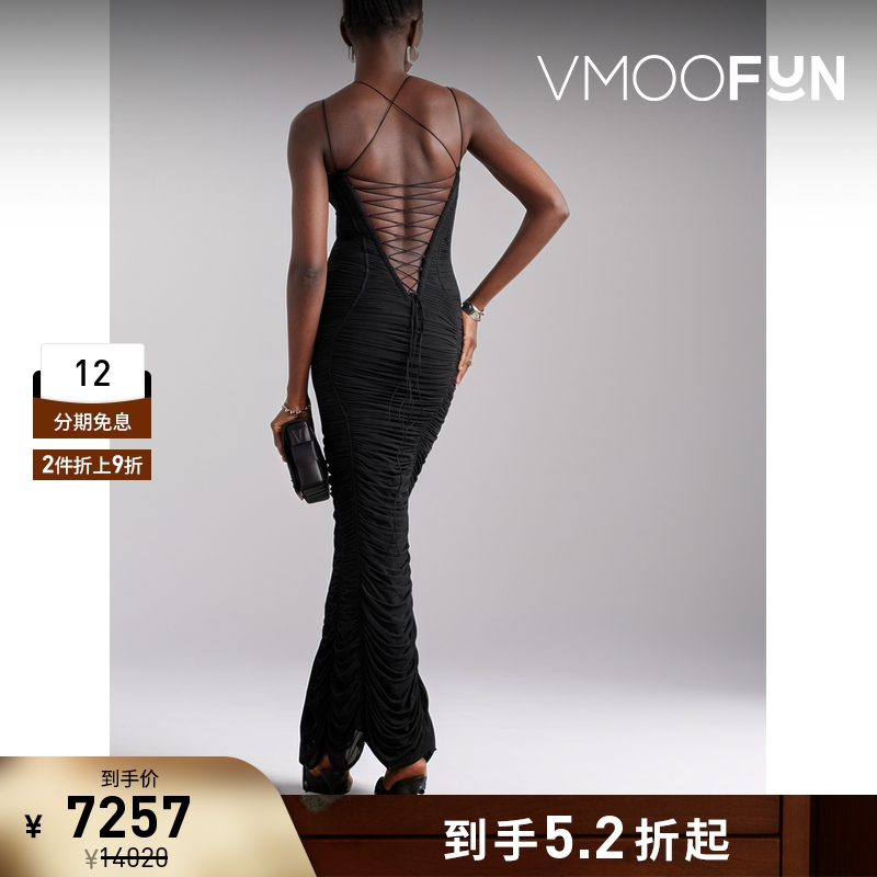 【折扣】Mugler 夏季女褶饰弹力网布连衣裙