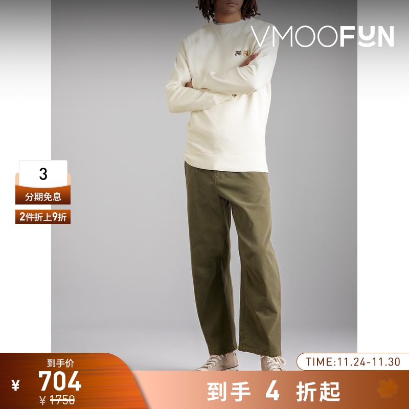 【折扣再降】Maison Kitsune 春男品牌标志贴花棉质圆领卫衣-VM