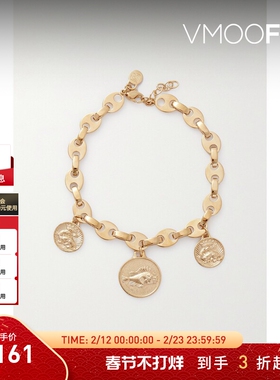 【新年礼物】Paco  Rabanne 女圆形大号坠饰镀金脚链