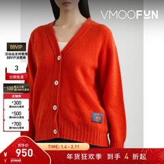 【折扣】Howlin' 秋冬女红色贴花绵羊毛开襟衫