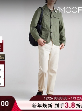 【折扣】Oliver Spencer 秋冬男士复古军绿色亚麻外套