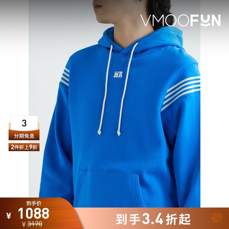 【折扣】Wales Bonner男刺绣条纹棉质连帽卫衣