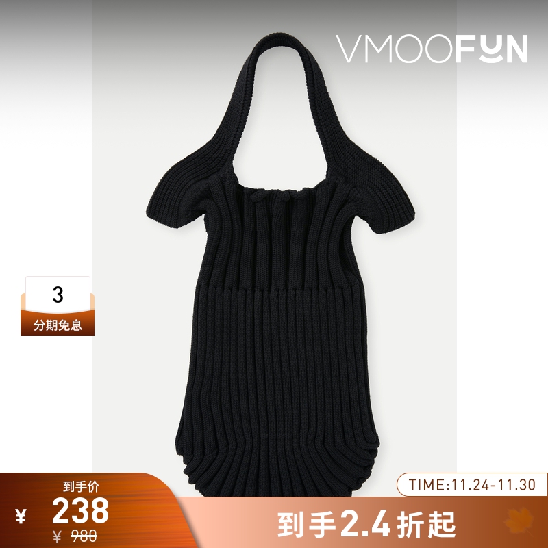 【折扣】CFCL 女独特造型罗纹弹性针织手提包