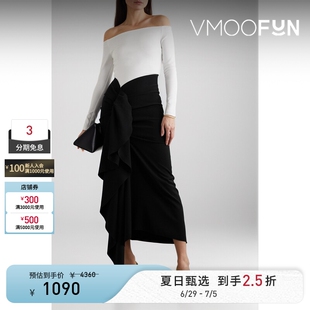 Solace London 春夏女露肩荷叶边绉纱礼服连衣裙