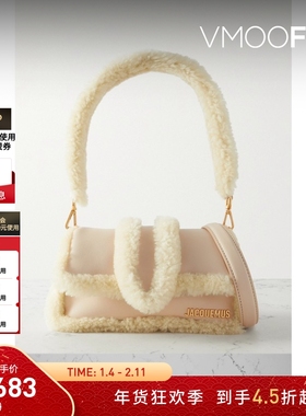 【折扣】Jacquemus女士羊毛皮边饰皮革单肩包