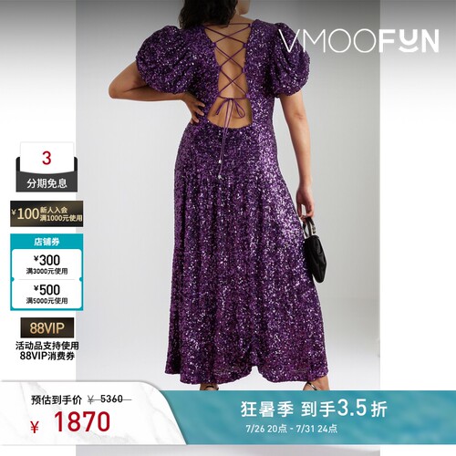 ROTATE Birger Christensen女露背亮片绢网连衣裙