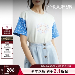 型短袖 ERL女士印花棉质平纹布圆领宽松版 T恤上衣 折扣