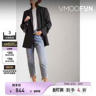 FRAME女仿旧高腰直筒牛仔裤 款 经典