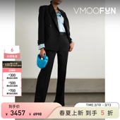 休闲裤 女简约缎面边饰直筒裤 Beckham Victoria