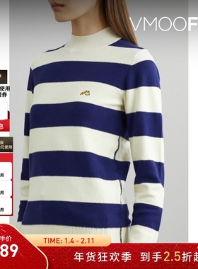 【折扣】Bella Freud 冬季女条纹棉质混纺针织衫打底衫