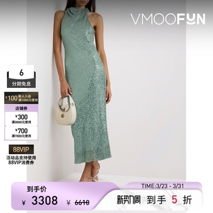 Rebecca Vallance春夏女士露背带缀饰金属感网布连衣裙