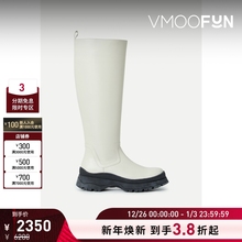 【折扣】STAUD Bow女冬季简约白色皮革及膝长靴