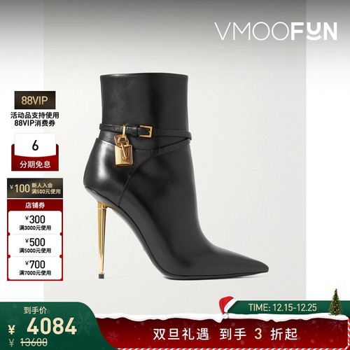 【折扣】Tom Ford/汤姆福特 女带缀饰皮革踝靴