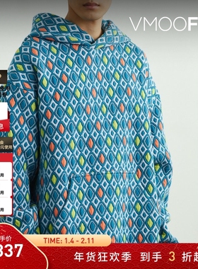 【折扣】BONSAI 早春男大廓形提花连帽卫衣