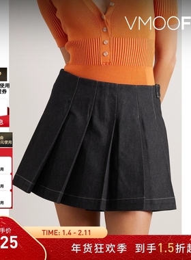 【折扣】REMAIN BIRGER CHRISTENSEN 女牛仔迷你百褶裙