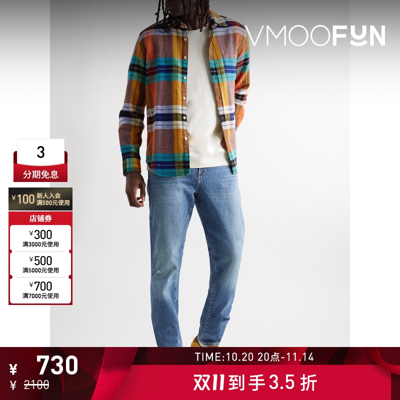 【折扣】FRAME 男复古久穿弹力直筒仿蓝色牛仔裤