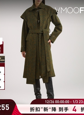 【折扣】Andersson Bell 秋冬女配腰带绵羊毛混纺外套