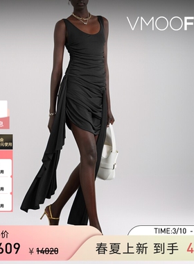 MUGLER女士系带细节垂褶弹力平纹布迷你连衣裙