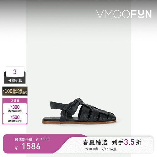 HEREU 夏季女蝴蝶结饰黑色皮革凉鞋