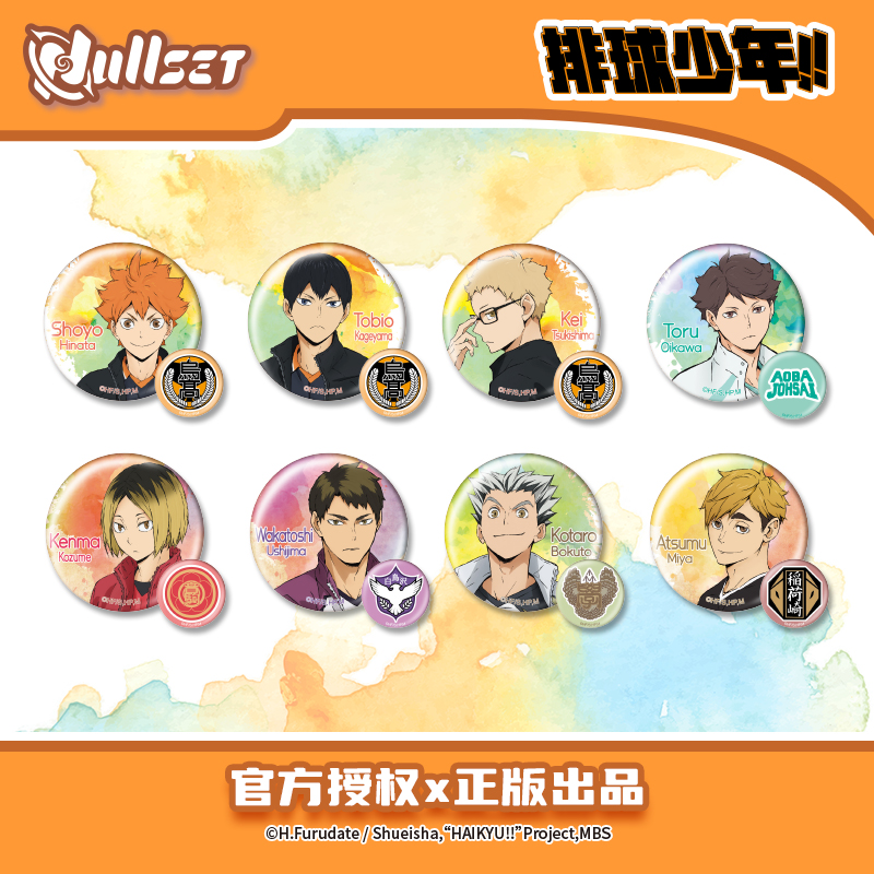 Nullset排球少年高校系列徽章盲袋马口铁吧唧日向翔阳飞雄官谷