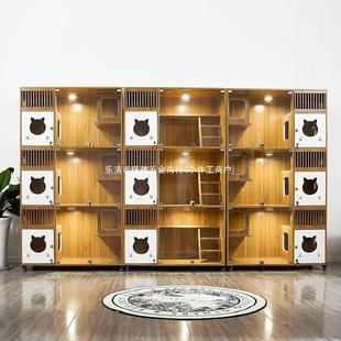 猫笼别墅实木猫咪寄养繁育宠物店展示柜猫产房猫笼子猫舍猫柜