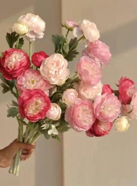 露莲仿真花假花束客厅高档轻奢餐桌摆件洋牡丹花高级感逼真摆设