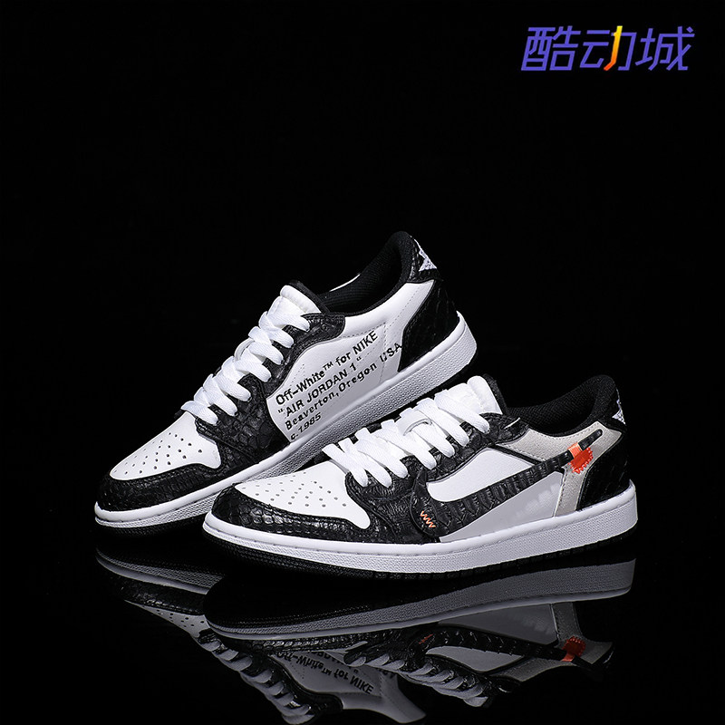 Nike耐克 【定制球鞋】Air Jordan1黑白蟒蛇皮真皮刺绣情侣款潮鞋
