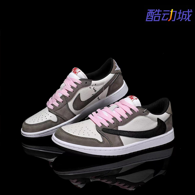 Nike耐克 【定制球鞋】Air Jordan1卡其色低帮头层牛皮情侣款潮鞋