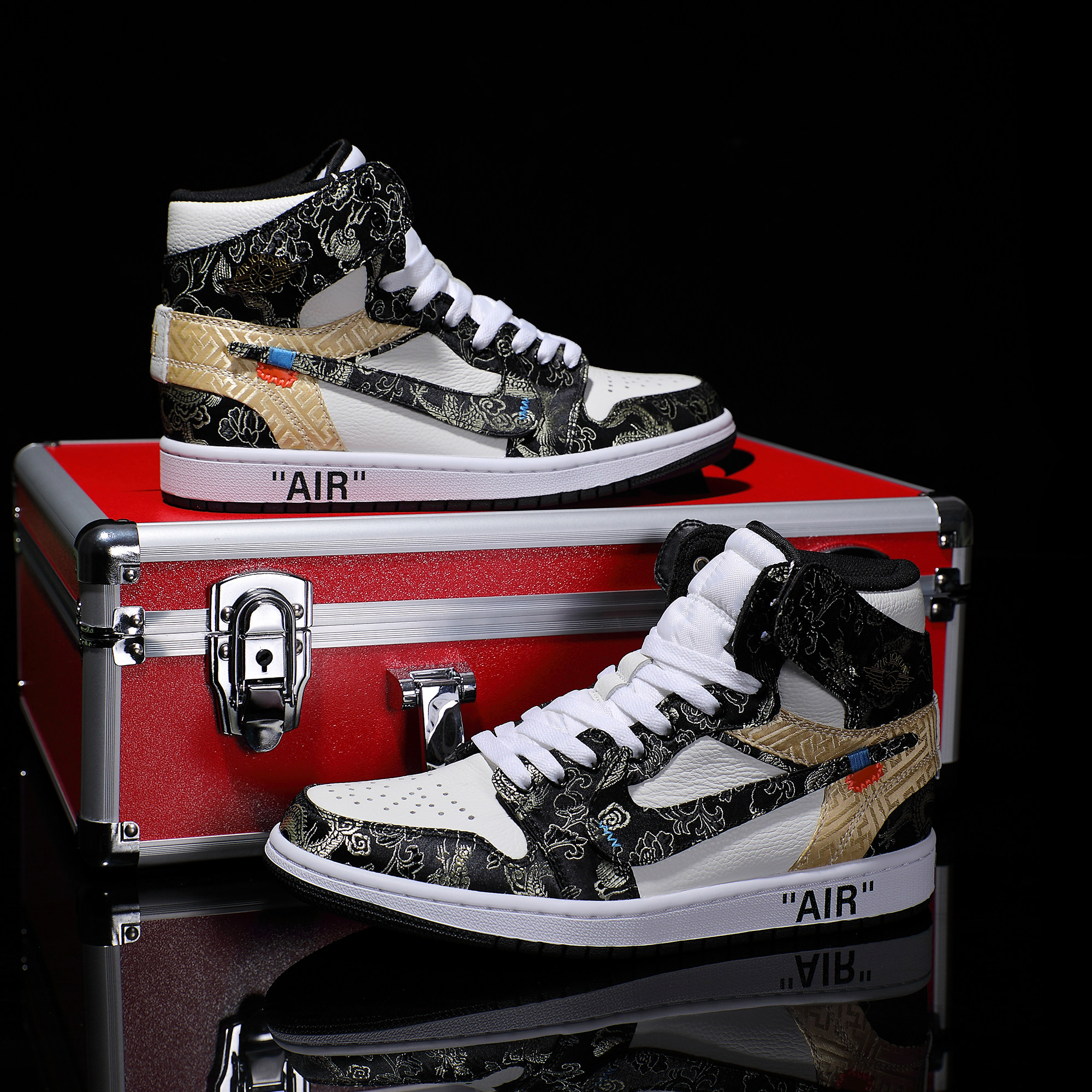 Nike耐克 【定制球鞋】Air Jordan1国风头层牛皮刺绣情侣款潮鞋