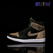 潮鞋 Nike耐克 Jordan1黑金满钻高帮牛皮情侣款 Air 定制球鞋