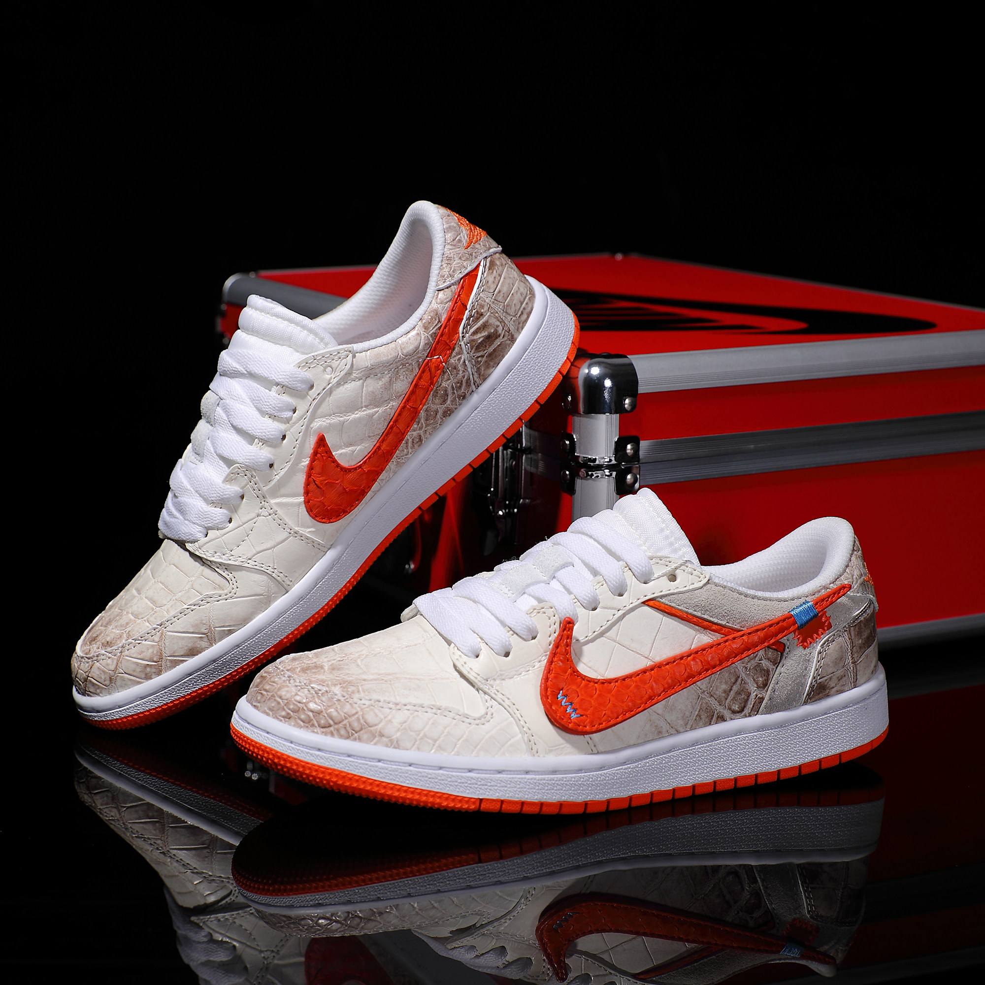 Nike耐克 【定制球鞋】Air Jordan1喜马拉雅鳄鱼皮蛇年情侣款潮鞋