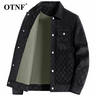 时尚 宽松翻领工装 秋冬款 衣服 夹克衫 麂皮绒2024冬季 外套男士 新款