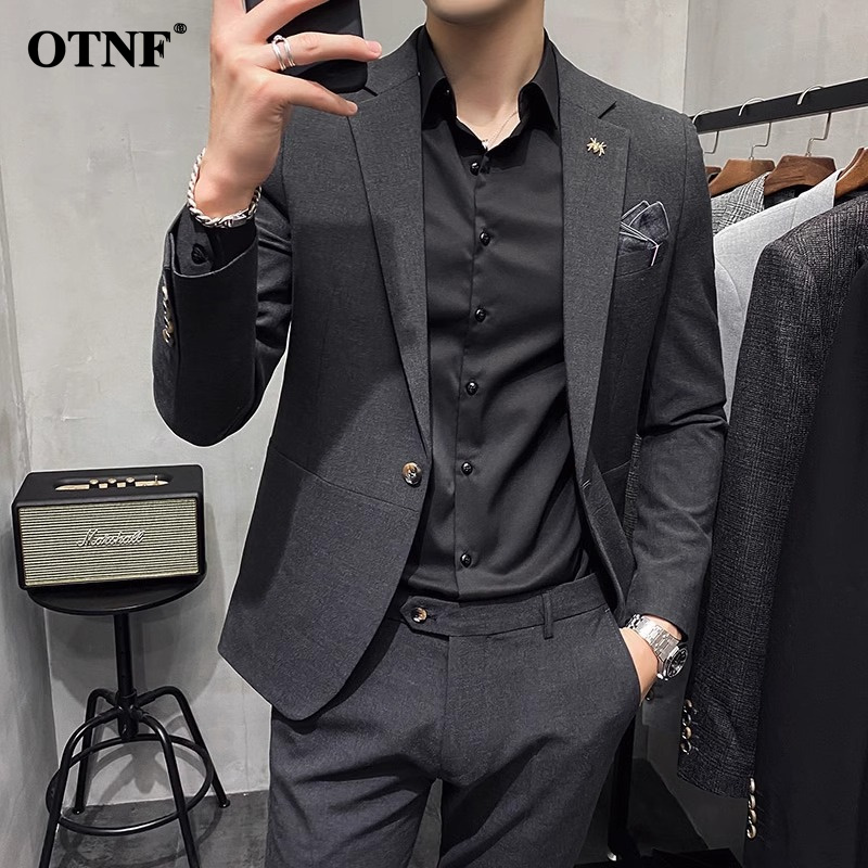 高端西装外套男2025年秋季新款潮流高级感男装休闲大码修身夹克衫