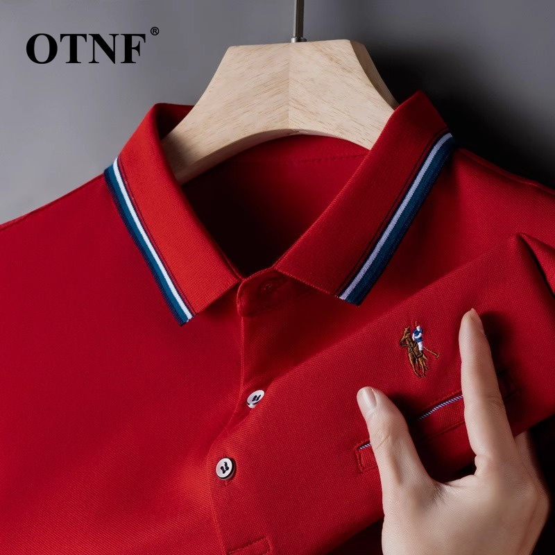 OTNF高端短袖T恤男士2025夏季40-50岁本命年红色喜庆感短袖polo衫
