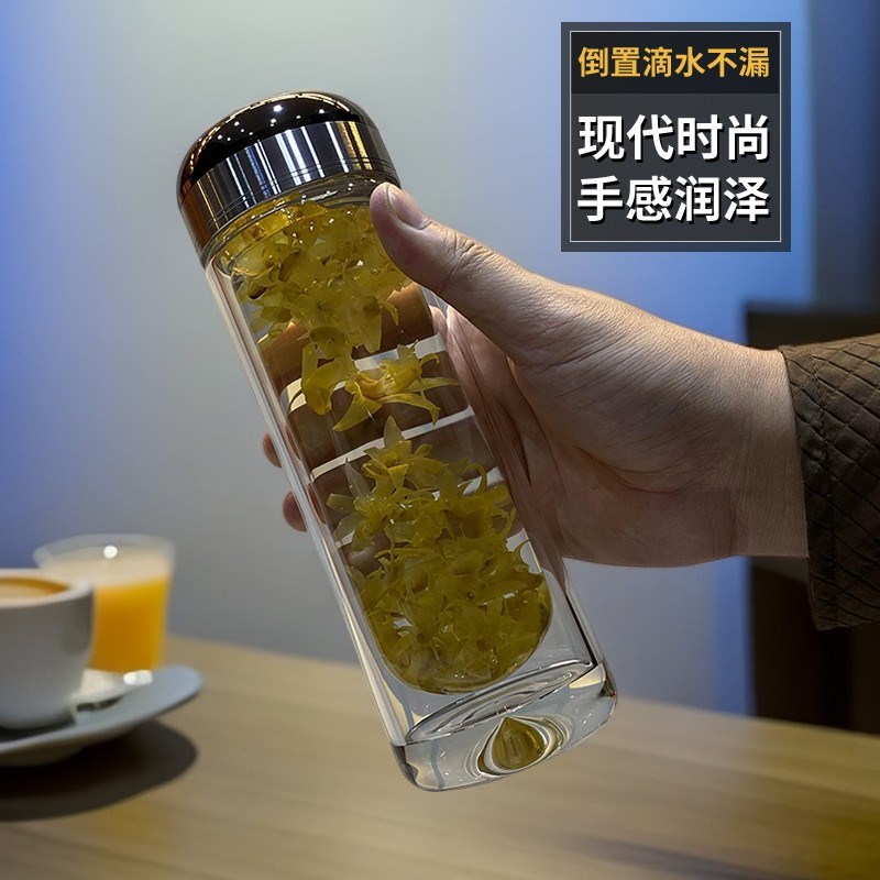 双层玻璃水杯子茶杯男女士泡茶杯专用耐高温防爆高硼硅玻璃