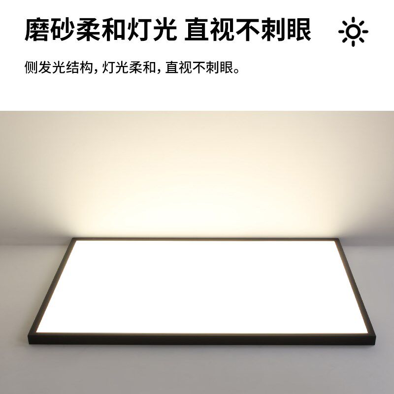 极简超薄厨房吸顶灯明装平板灯led智能语音长方形300600书房灯具