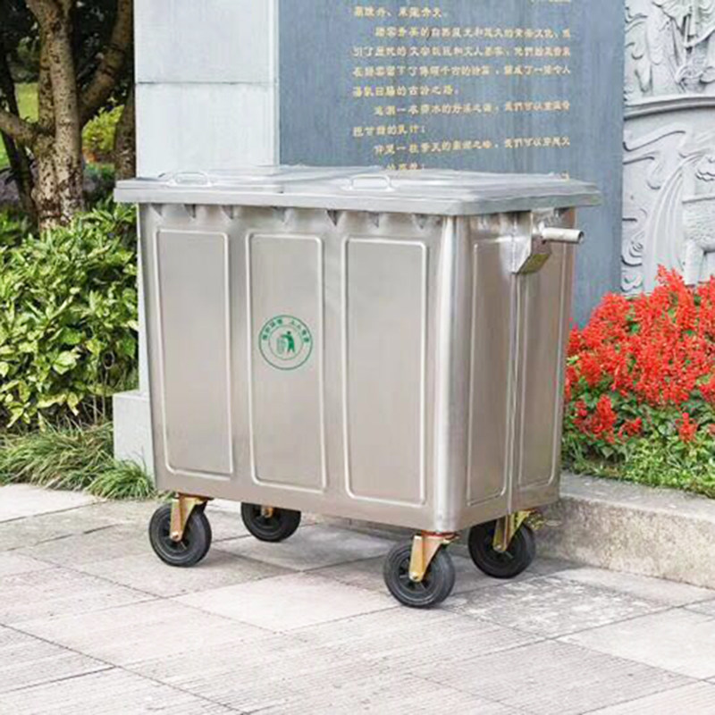 户外环卫304不锈钢垃圾桶240L120L100L大号防锈挂车带轮社区市政