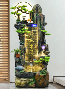 假山流水喷泉循环水加湿器招财风水轮办公室景观装饰客厅落地摆件