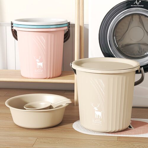 加厚大号水桶家用带盖学生宿舍手提洗澡桶塑料桶泡脚圆形桶储水桶