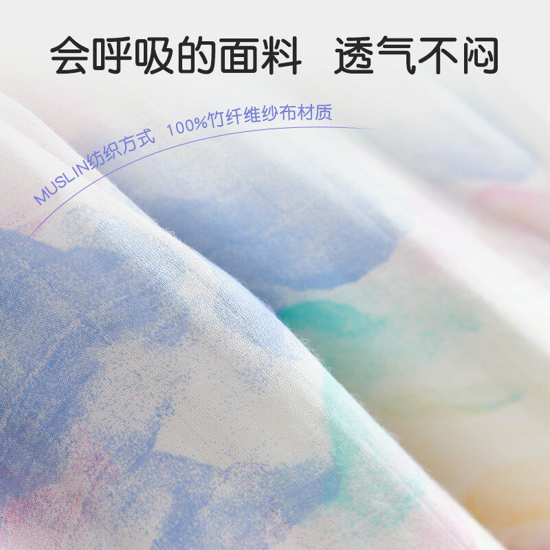 婴儿纱布睡袋宝宝双层背心夹棉睡衣新生儿童睡觉护肚子防踢被春季