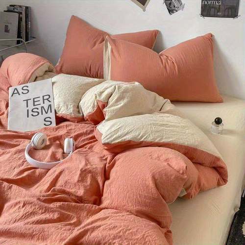 高颜值日式博主风超柔水洗棉四件套床单款宿舍单人被套床上三件套