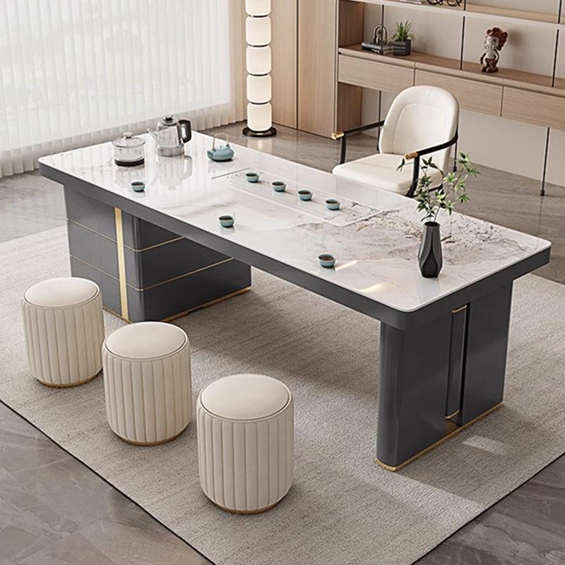 2023新款现代轻奢岩板办公茶桌简约家用功夫泡茶桌椅组合