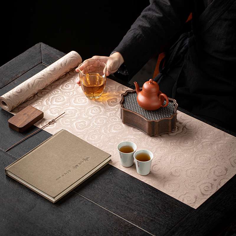 祥云锦缎织锦桌旗中式禅意茶席防水桌布垫子简约高端茶几茶台桌垫