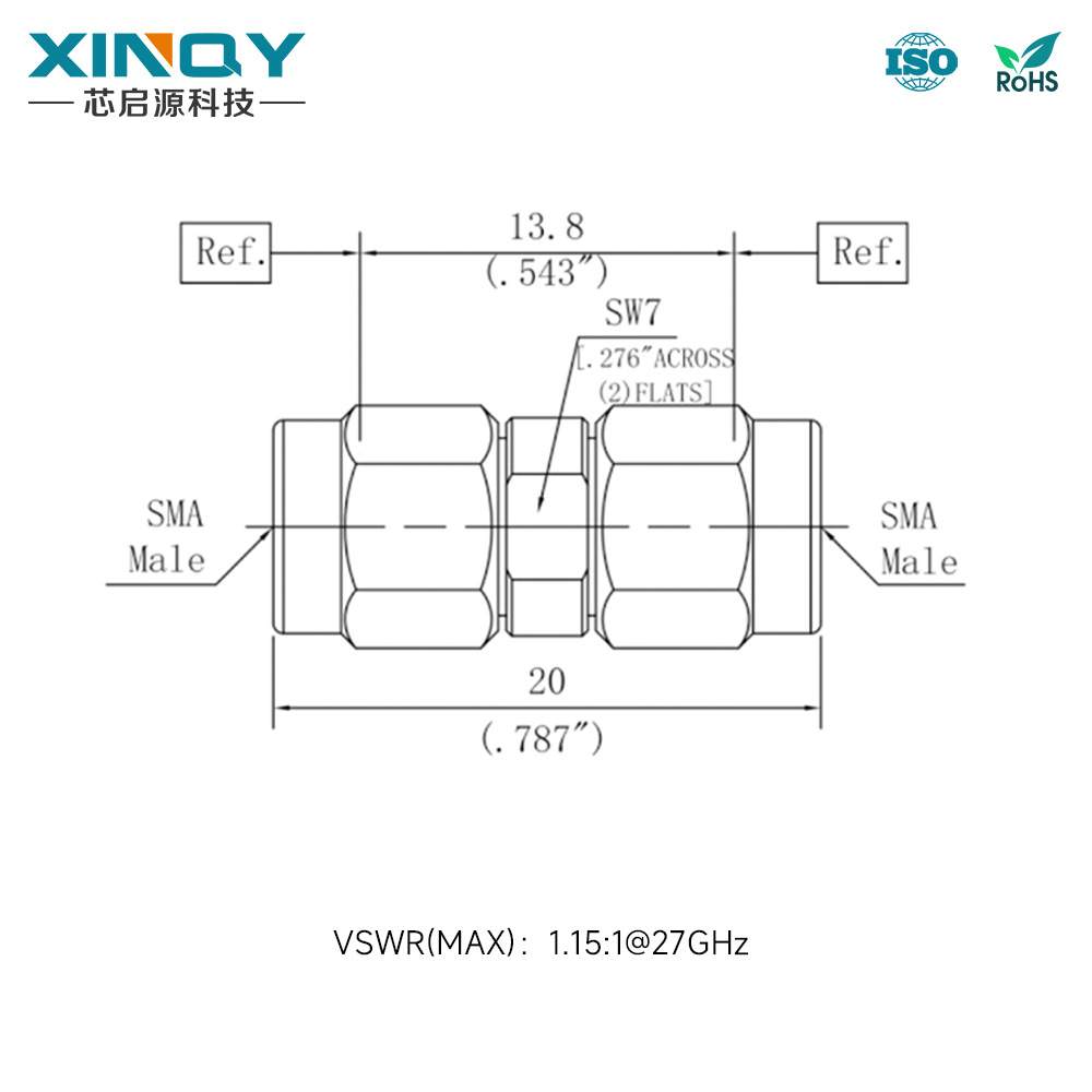 XINQY SMA-公头不锈钢射频同轴适配器 27GHz高频转接头 SMA转接器