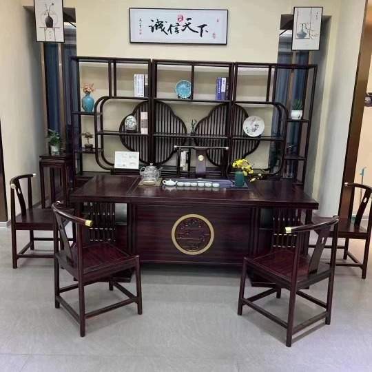金花梨木茶桌椅组合会客茶桌简易茶台套装家用办公室简约茶台