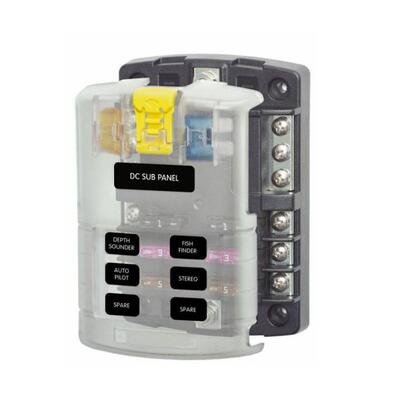 房车游艇拖车6路汽车保险丝盒带黄色锁扣透明盖DC32V