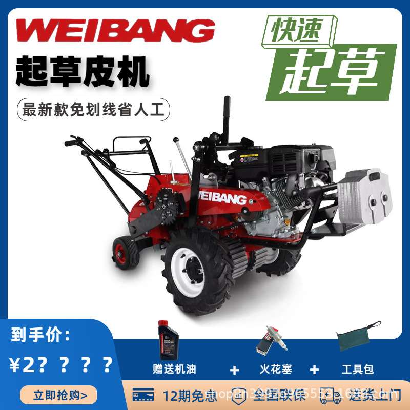 新型草坪移植机 汽油草块草卷铲草皮机 豪华款切断一体起草皮机