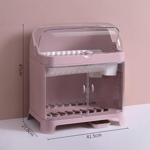 家用塑料碗柜厨房沥水碗架带盖碗筷餐具收纳盒放碗盘勺滤水置物架